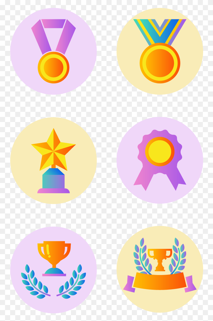 762x1203 Icon Gradient Color Trophy And Vector Image Circle, Symbol, Star Symbol, Number HD PNG Download