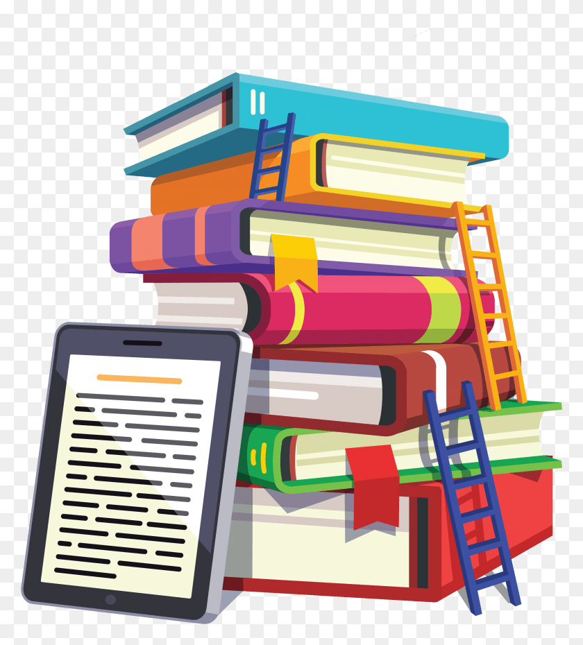 2739x3056 Icon Of A Stack Of Colorful Books With Ladders Leaning Colorful Books Icon, Computer, Electronics, Tablet Computer HD PNG Download