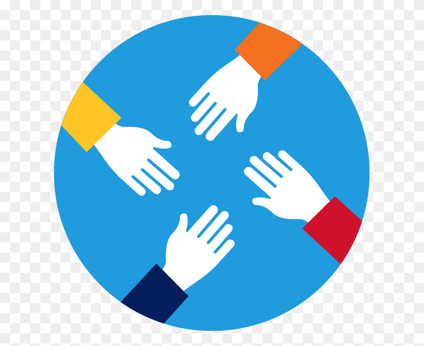 625x625 Icon Showing Four Hands Reaching Into Center 4 Hand Icon, Arm, Face, Sport HD PNG Download