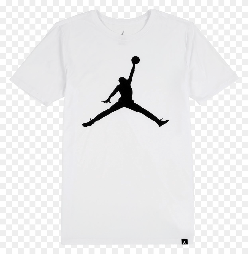 1574x1616 Iconic Jumpman Logo Tee Basketball Player Silhouette Logo, Clothing, Apparel, T-shirt HD PNG Download