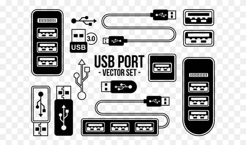 631x437 Iconos De Puerto Usb Vector Usb Plug Vector, Серый, World Of Warcraft Hd Png Скачать
