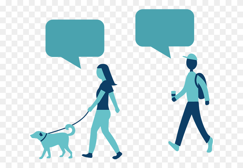 633x519 Icons Of Two People Walking A Dog With Text Bubbles Dog Walking, Person, Human, Pedestrian HD PNG Download