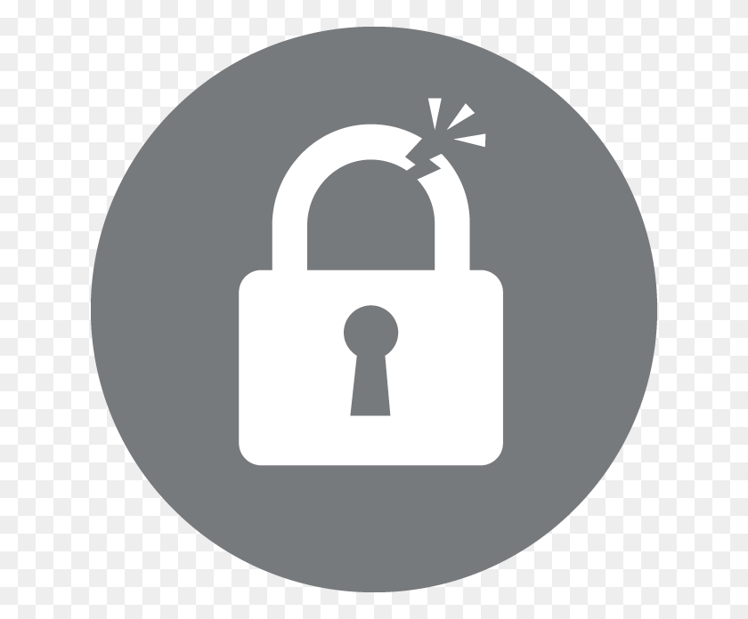 636x636 Identity Theft Icon With The Image Of Broken Lock In Lock Circle Icon, Security HD PNG Download