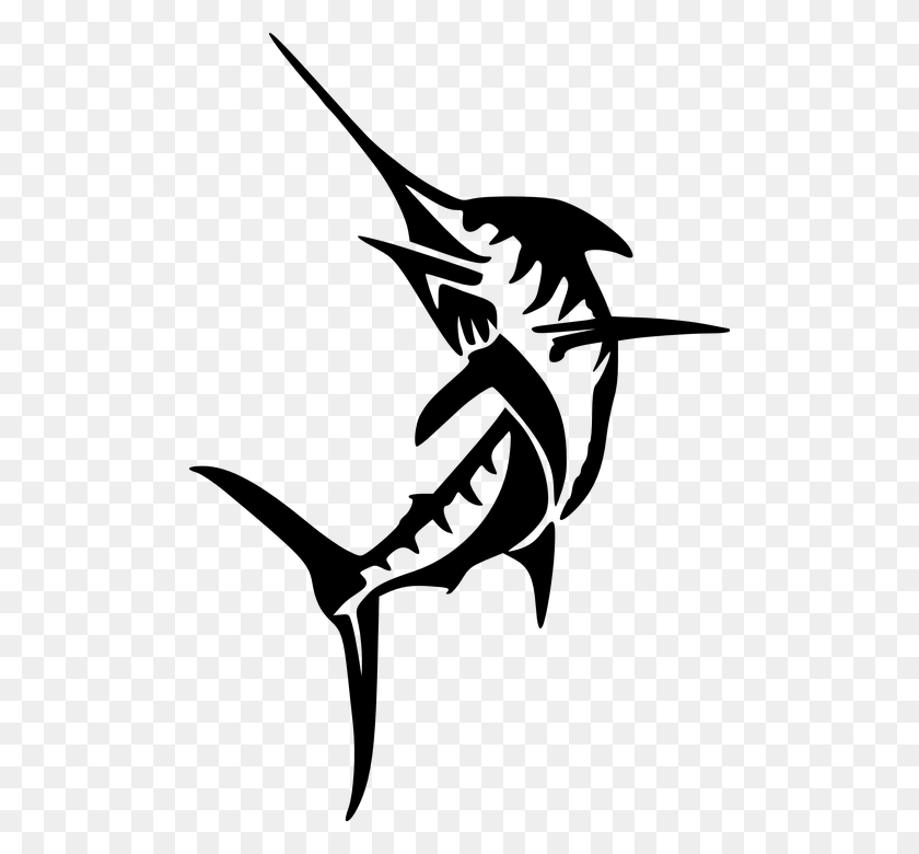 494x720 Ikan Marlin Marlin Clipart Black And White, Gray, World Of Warcraft HD PNG Download
