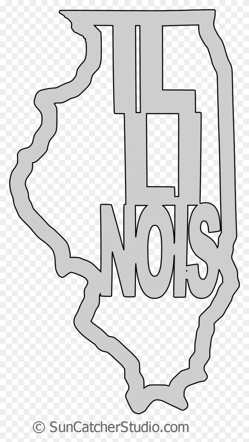 802x1473 Illinois Map Shape Text Outline Scalable Vector Graphic, Poster, Advertisement, Symbol HD PNG Download