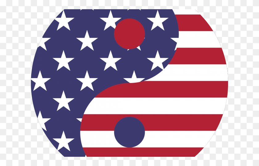 640x480 Иллюзия Клипарт Американский Флаг Россия Сша Инь Ян, Флаг, Символ, Число Hd Png Скачать