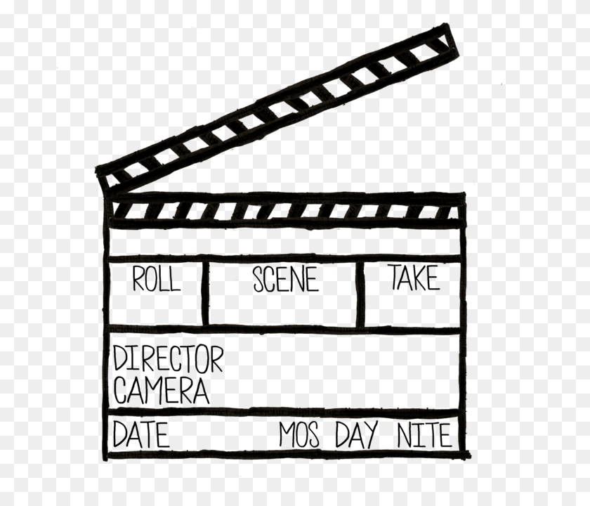 681x660 Illustrated Clapperboard Transparent Line Art, Leisure Activities, Furniture, Musical Instrument HD PNG Download