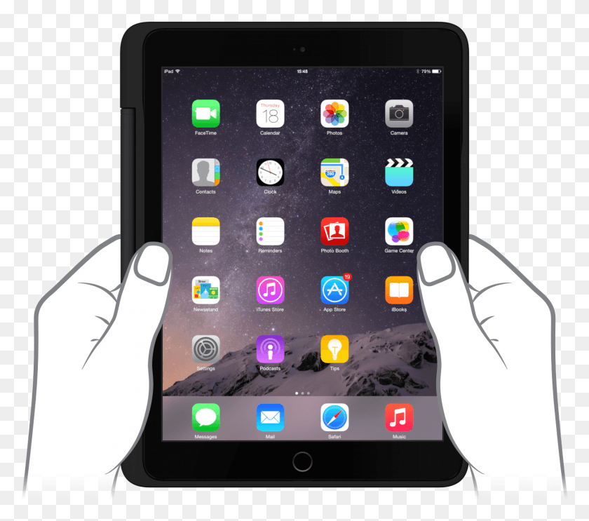 1432x1254 Illustrated Hand Holding Grey Mini Ipad, Electronics, Computer, Mobile Phone HD PNG Download