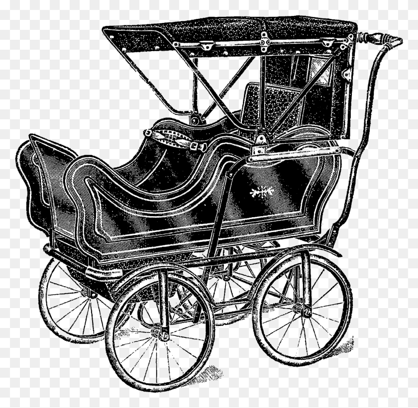 1454x1419 Illustration Baby Carriage Image Transfer Vintage Carriage, Nature, Outdoors, Night HD PNG Download