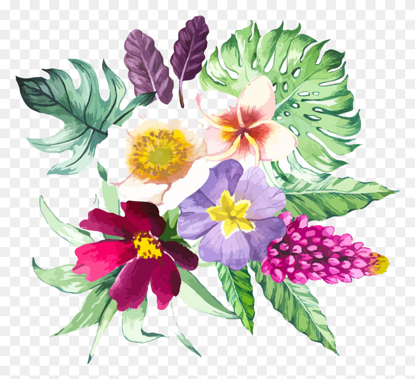 952x863 Иллюстрация Красивые Цветочные Цветы Акварельный Клипарт Psd, Plant, Graphics Hd Png Download