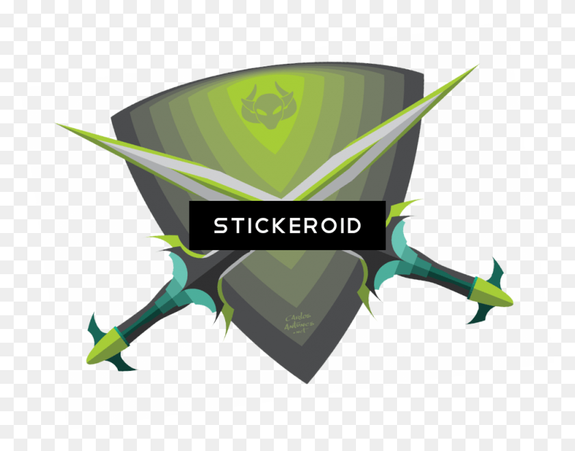 978x750 Illustration Logo In Shield And Swords, Text, Face, Green HD PNG Download