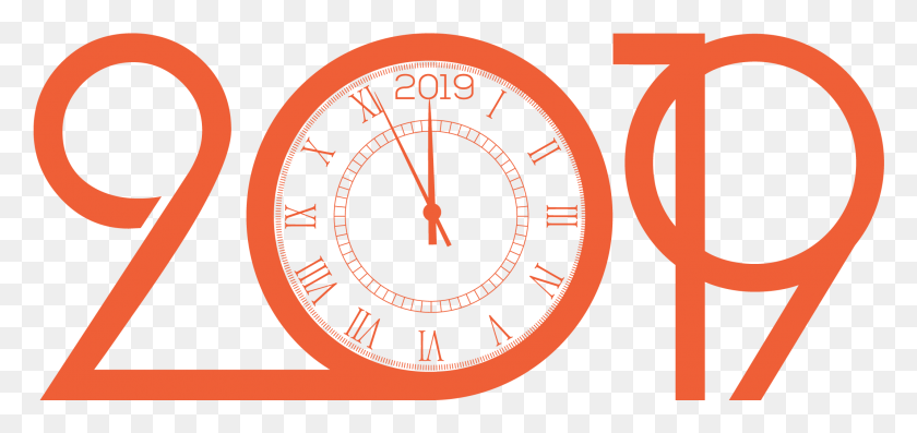 2134x922 Illustration Of A Clock Inside The Year Circle, Analog Clock, Clock Tower, Tower HD PNG Download