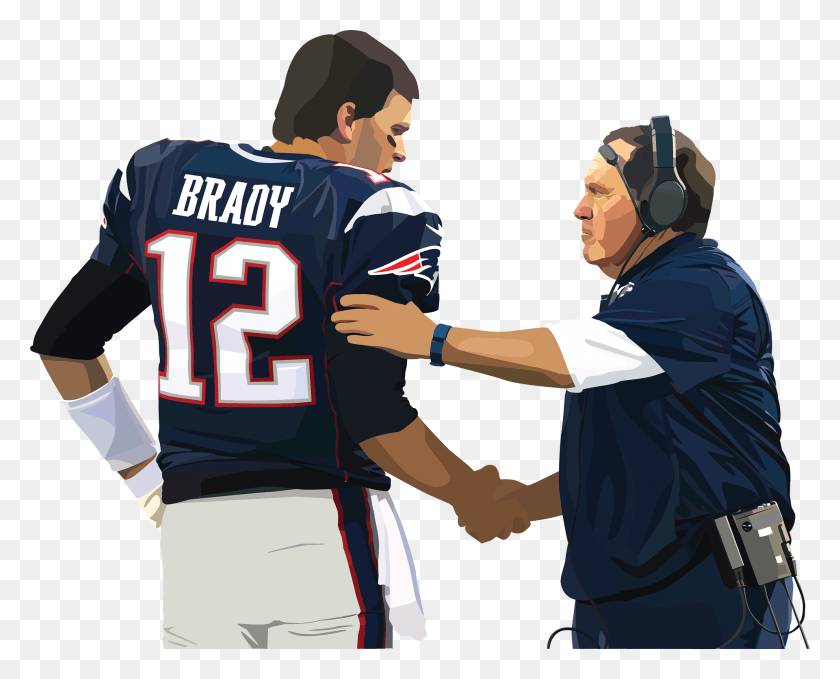 1920x1526 Illustration Of Nfl Player Tom Brady With His Coach Bill Belichick Tom Brady Super Bowl, Clothing, Apparel, Person HD PNG Download