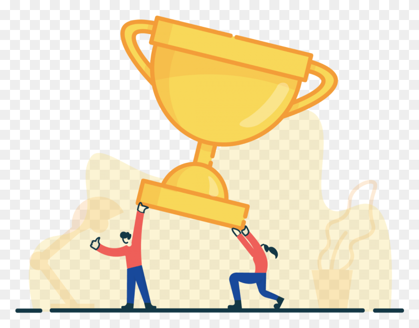 1105x847 Illustration Of Two People Holding Trophy, Lighting HD PNG Download