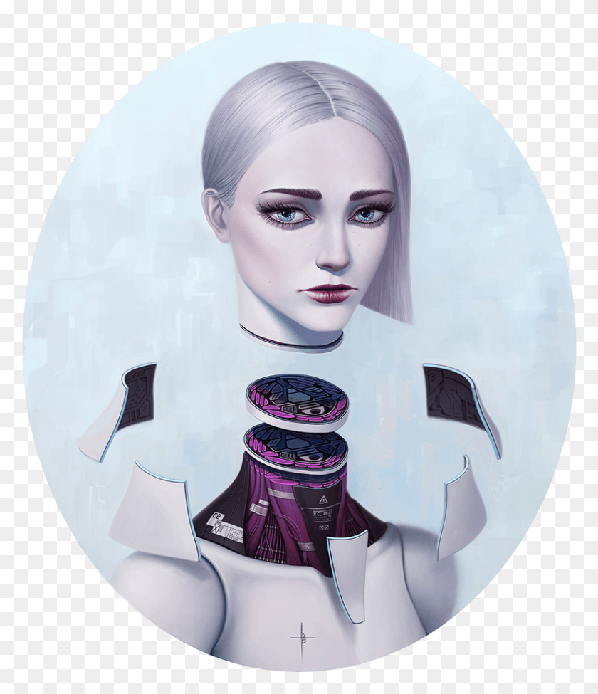 825x968 Descargar Png Ilustraciones Adrian Dadich Cyberpunk Cyborg Robots Cd, Persona, Humano Hd Png