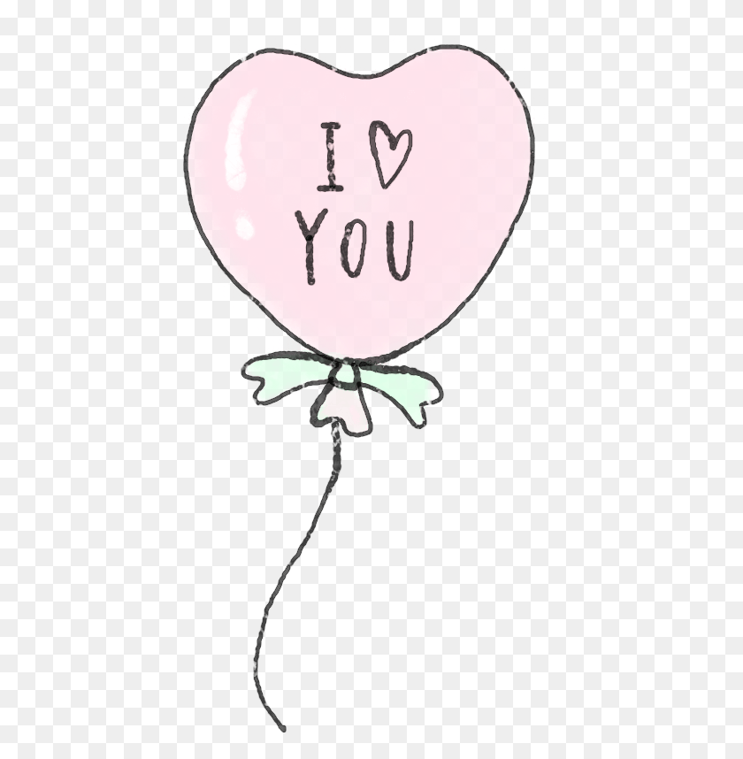 435x798 Iloveyou Balloon Love Heart Ribbon Cute Colorful Heart, Ball, Aircraft, Vehicle HD PNG Download