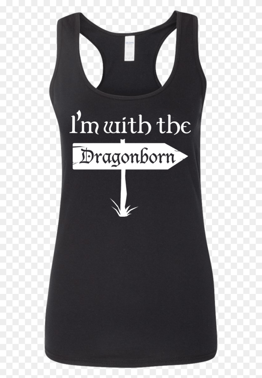 559x1149 Im With The Dragonborn White Print Ladies39 Softstyle, Clothing, Apparel, Tank Top HD PNG Download