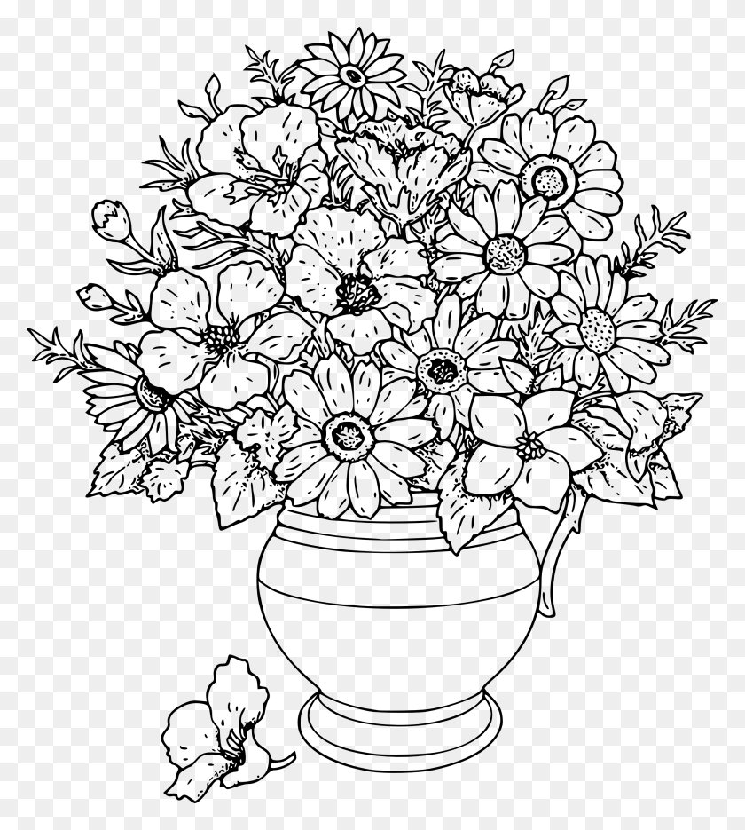 2555x2869 Image Black And White Flowers Drawing At Getdrawings Cute Flower Coloring Pages, Graphics, Floral Design HD PNG Download