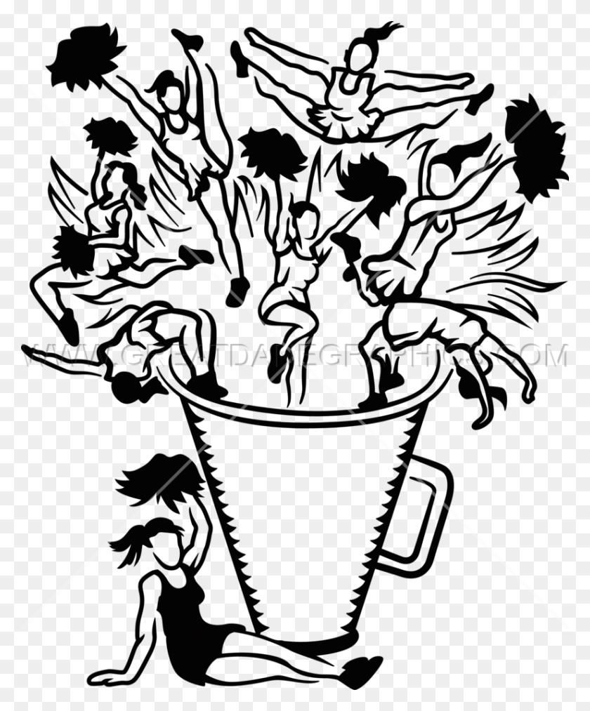 825x1009 Image Black And White Library Cheer Clipart Black And Cheerleading Art, Plant, Leaf, Tree HD PNG Download