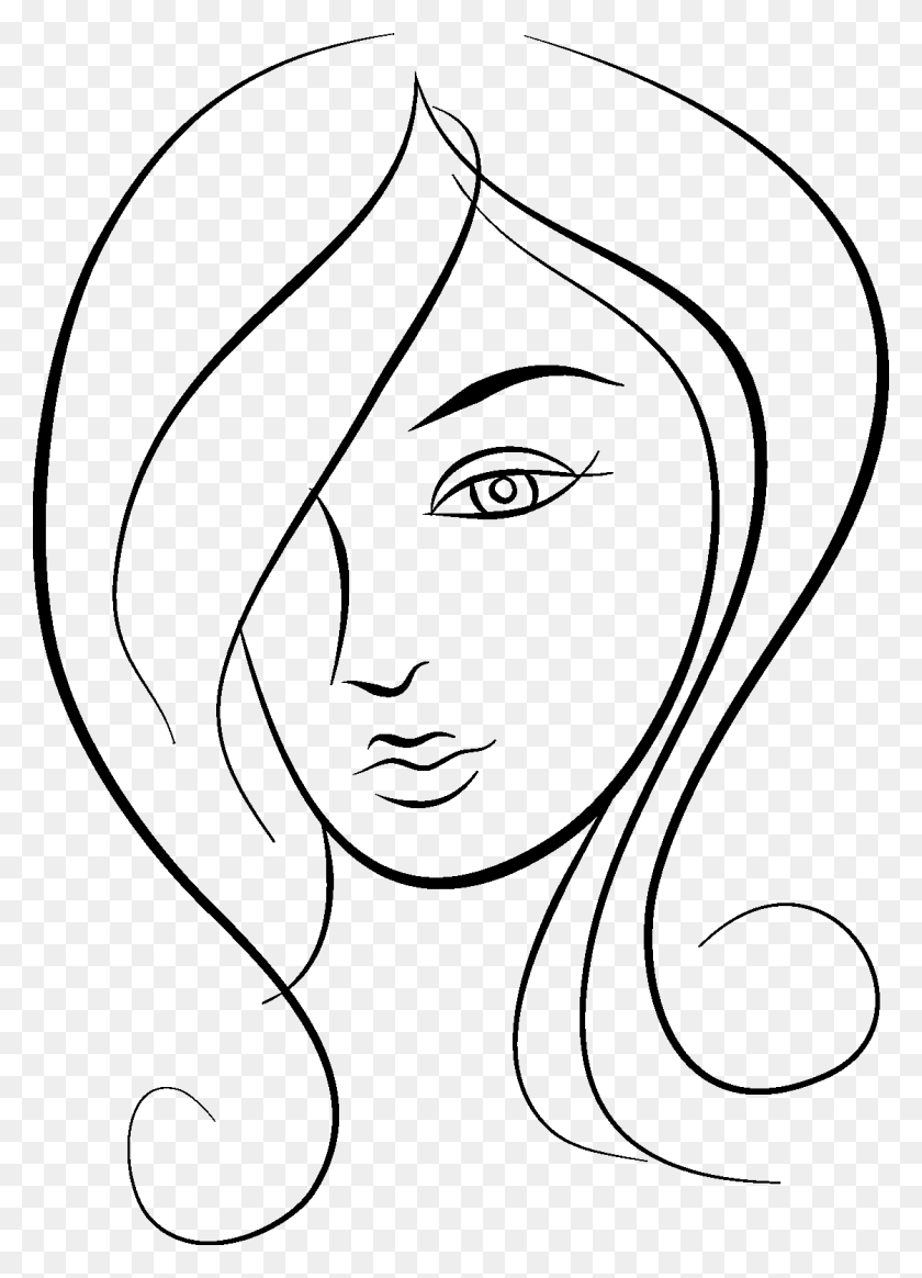 1121x1587 Image Black And White Library Girls Faces Drawing At Line Art, Face HD PNG Download
