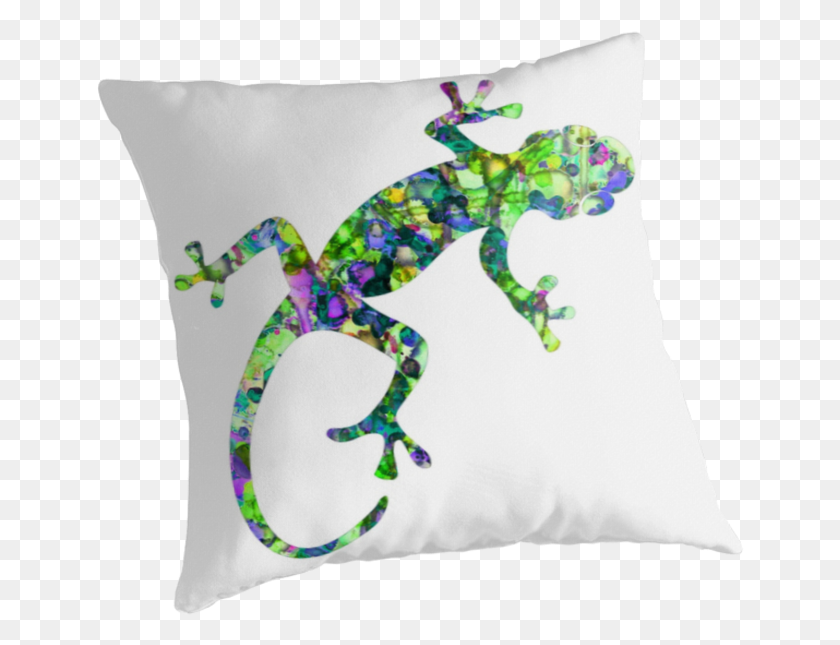 649x585 Image Edited In Photoshop To Produce The Tie Dye Effect Cushion, Pillow, Animal, Gecko HD PNG Download