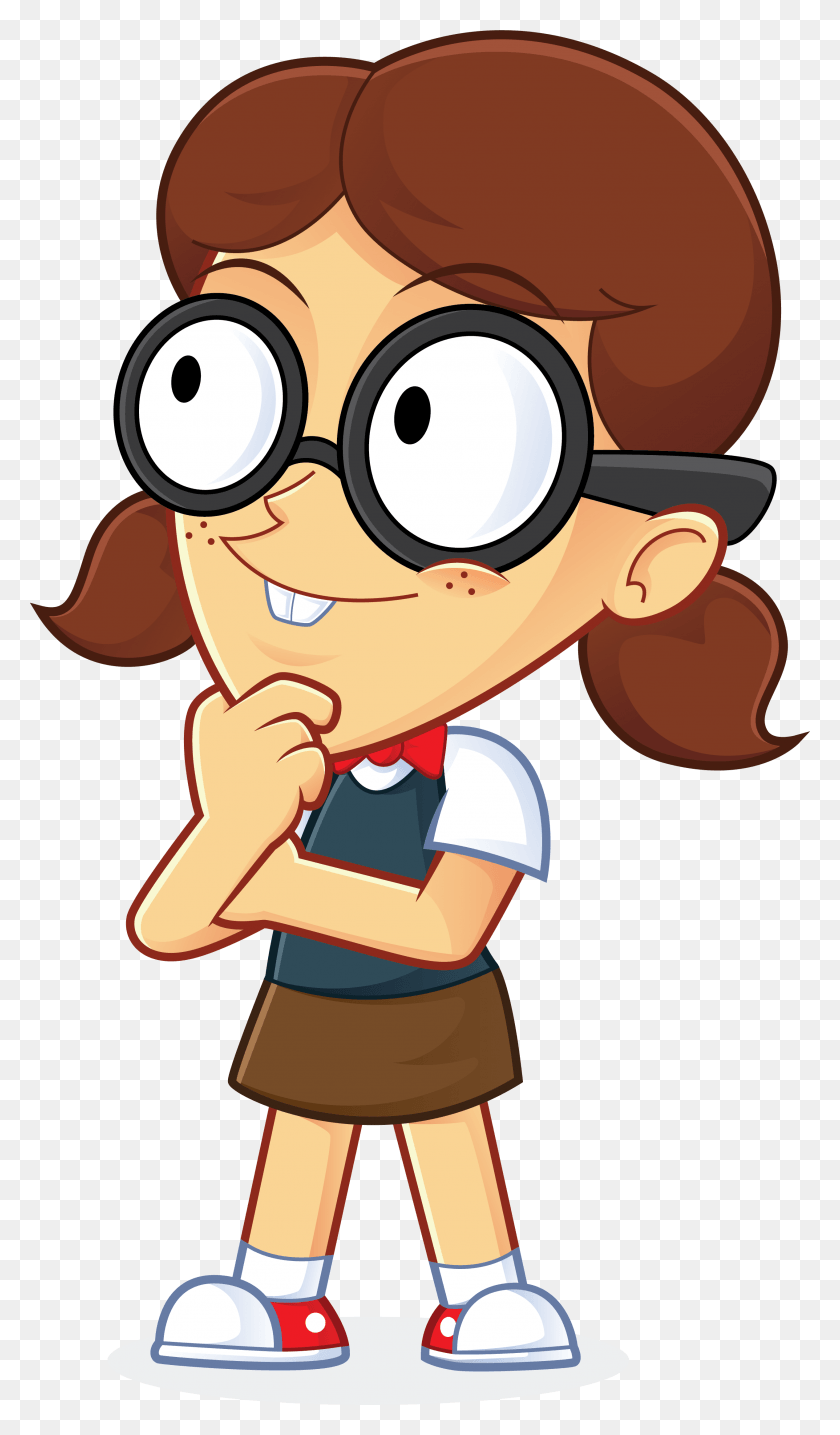 2533x4468 Image For Free Girl Geek Thinking People High Resolution Cartoon People Thinking, Magnifying, Goggles, Accessories HD PNG Download