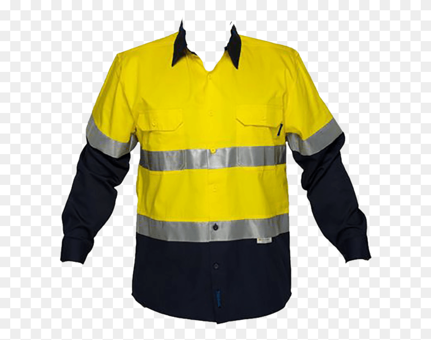 610x602 Image For Yellow Button Up Safety Jacket From Aurora Long Sleeved T Shirt, Clothing, Apparel, Coat HD PNG Download