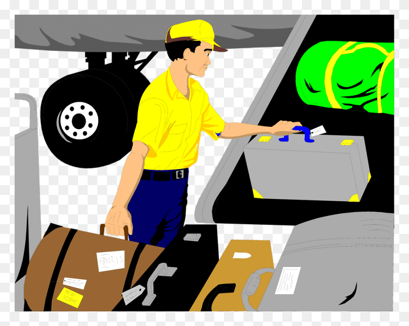 958x749 Image Free Cliparts Clip Art Baggage Baggage Handler Airport Clipart, Person, Human, Cardboard HD PNG Download