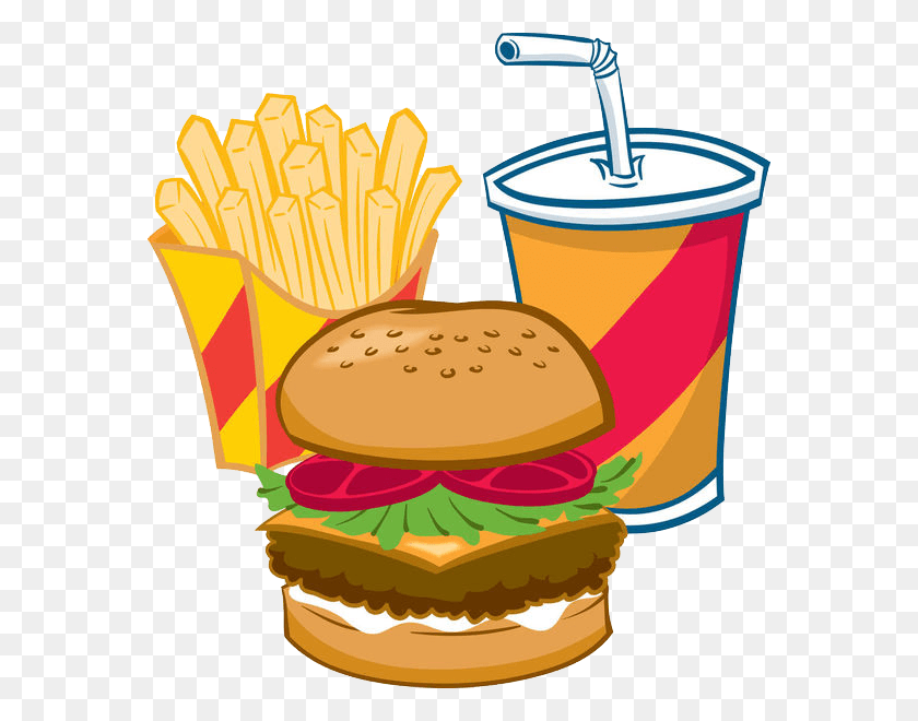 570x600 Image Free Soft Drink French Fast Food Junk Burger Fries And Drink Clipart, Food, Snack, Birthday Cake HD PNG Download