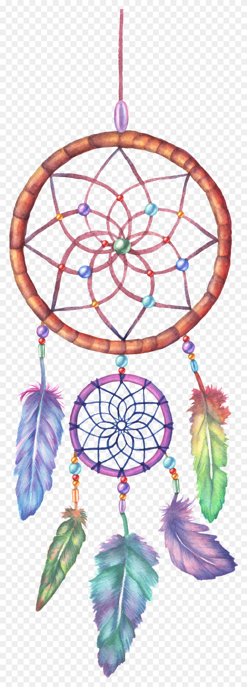803x2344 Image Free Stock Dreamcatcher Watercolor Painting Illustration Dream Catcher Drawing Colorful, Accessories, Accessory, Pattern HD PNG Download