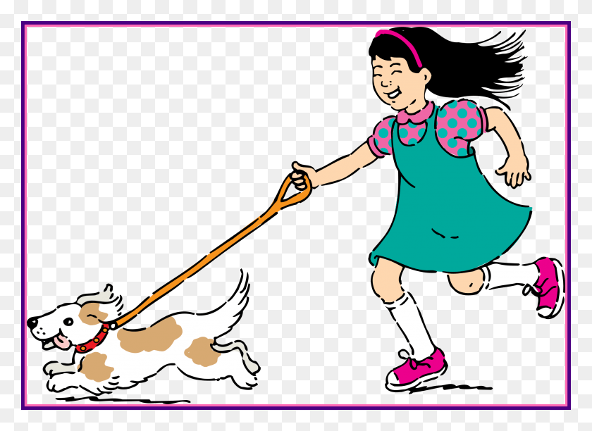 2450x1736 Image Freeuse Library Fascinating Dog For Cartoon Girl People Walking Cartoon, Person, Human, Sport HD PNG Download