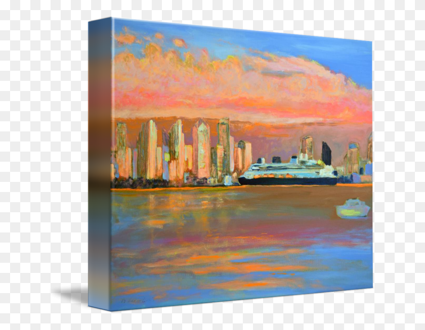 650x593 Image Freeuse San Diego At Sunset By Riccoboni Visual Arts, Canvas HD PNG Download