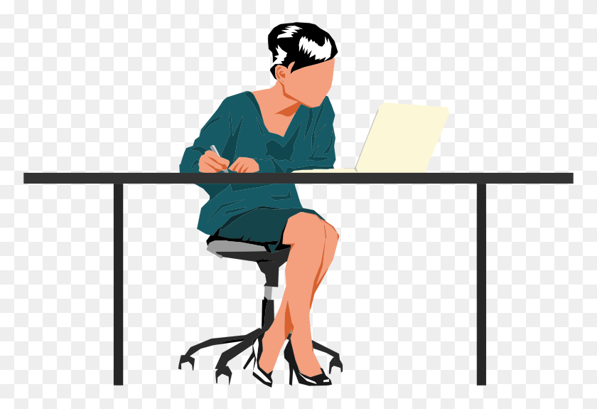 776x515 Image Freeuse Sitting Medium Image Woman Sitting At Desk, Person, Human, Standing HD PNG Download