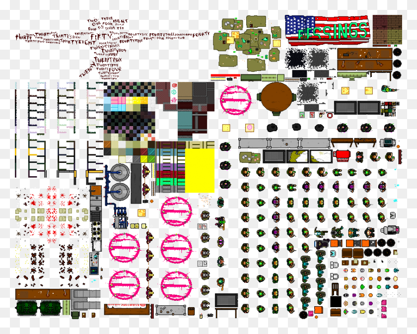 842x662 Image Hotline Miami Floor Sprites, Scoreboard, Pac Man, Electronic Chip HD PNG Download