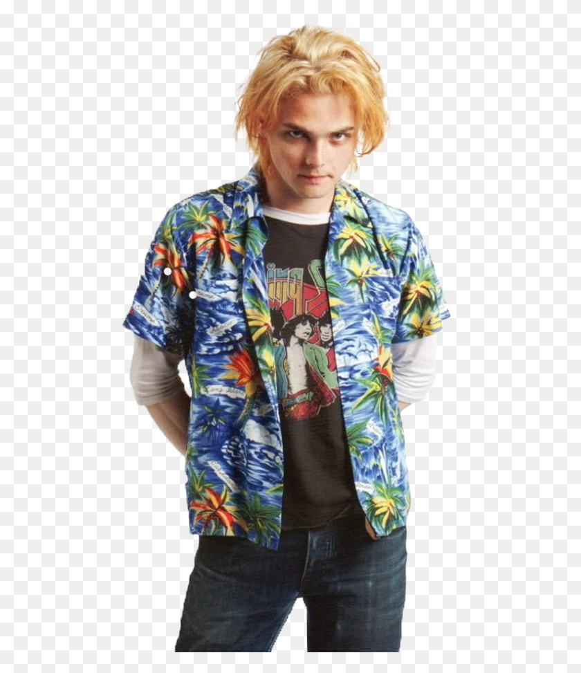 490x913 Image Image Gerard Way Pack Gerard Way Blonde Hair, Clothing, Apparel, Sleeve HD PNG Download