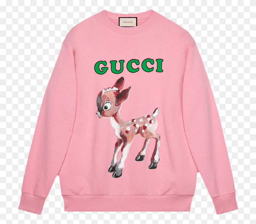 724x674 Image Image Pink Gucci Sweatshirt Bambi, Clothing, Apparel, Sweater HD PNG Download