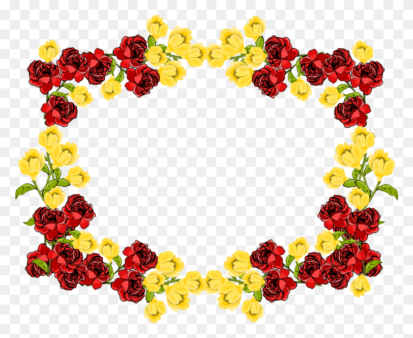 1351x1089 Image Information Flower Frame No Background, Floral Design, Pattern, Graphics Descargar Hd Png