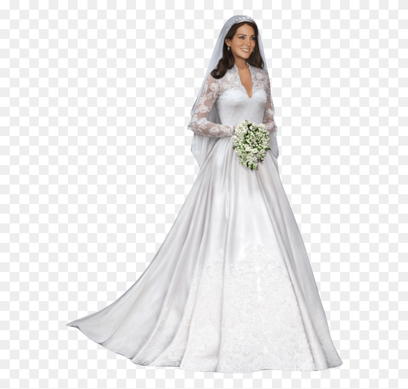 578x741 Информация Об Изображении Свадебная Иллюстрация Кейт Миддлтон, Одежда, Одежда, Свадебное Платье Png Скачать