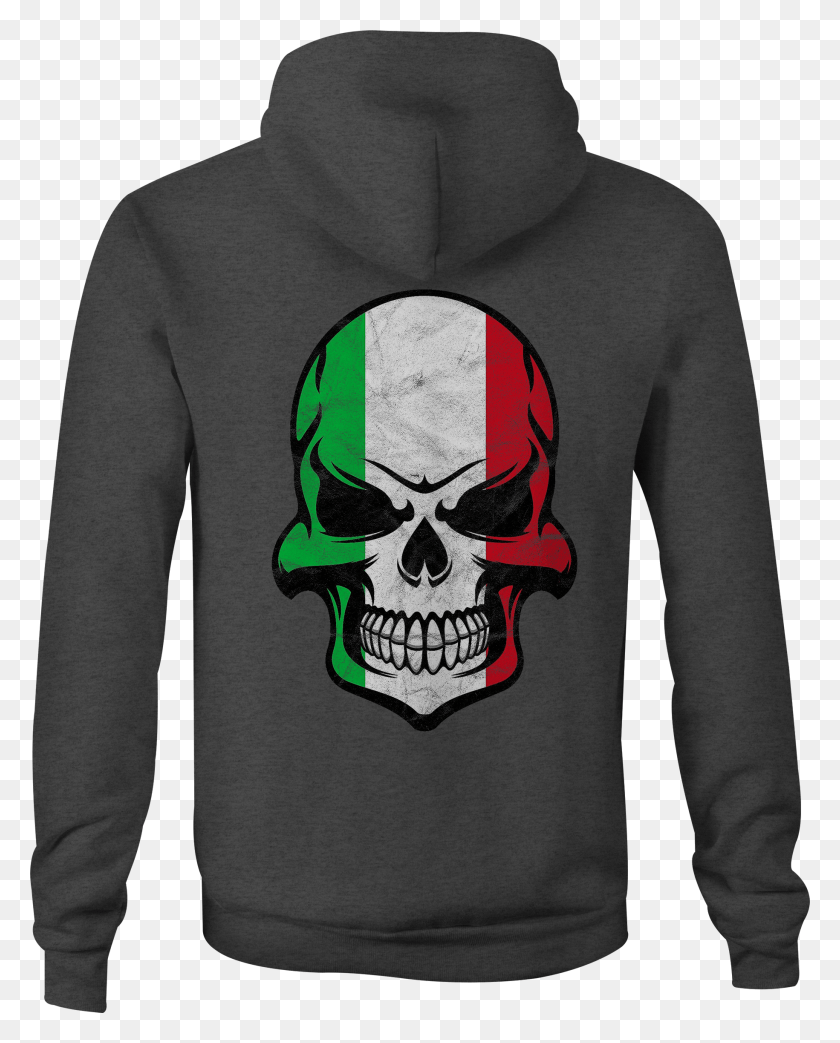 1830x2308 Image Is Loading Zip Up Hoodie Italy Flag Painted Skull, Clothing, Apparel, Sweatshirt HD PNG Download