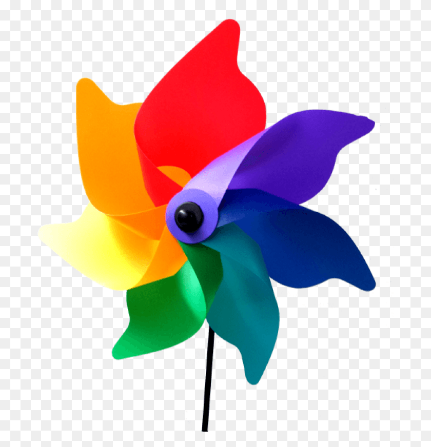 697x812 Image Of 8 Rainbow Poly Petal Spinner Pinwheel, Logo, Symbol, Trademark HD PNG Download