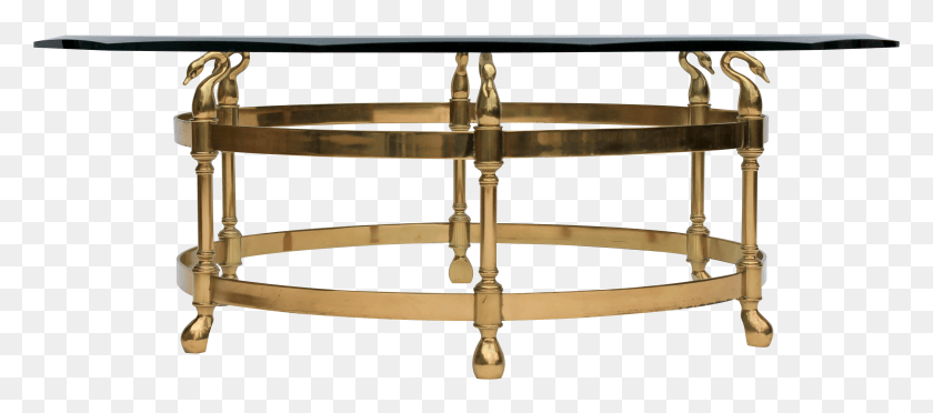 3792x1520 Image Of Brass Amp Glass Coffee Table With Swan Heads Glass Table Brass, Furniture, Sink Faucet, Lighting HD PNG Download