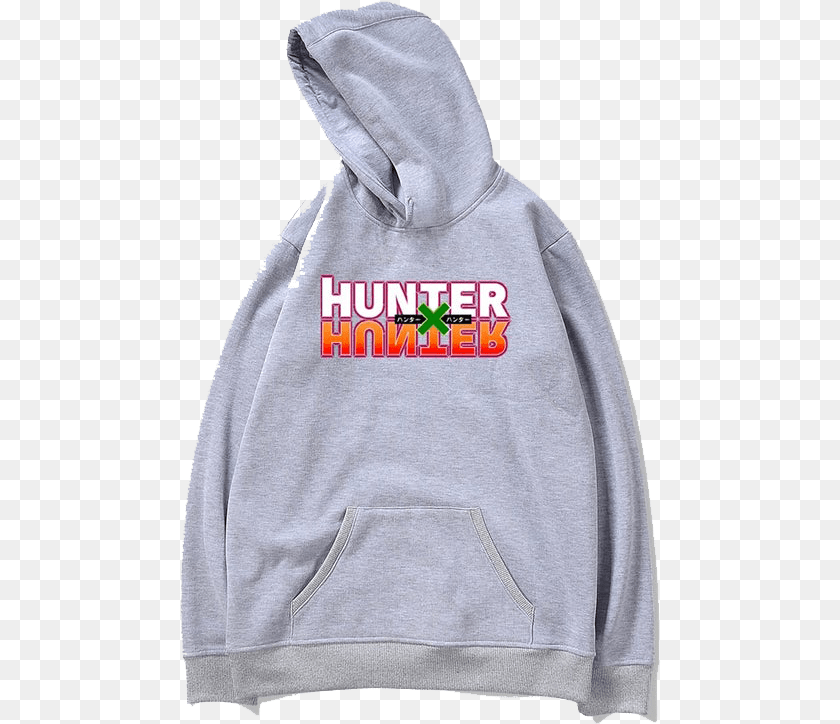 482x724 Image Of Grey Hunter X Hunter Logo Sweater Hoodie, Clothing, Knitwear, Sweatshirt, Hood Clipart PNG