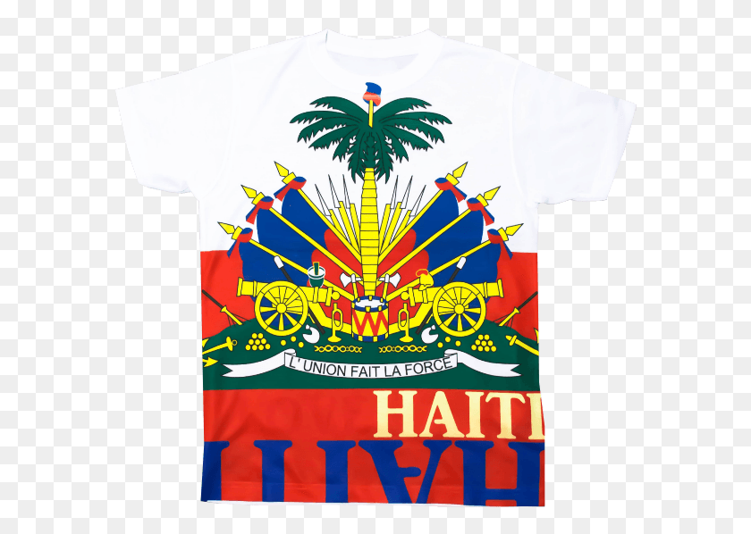 585x538 Image Of Tmmg Haitian Flag Tee Haiti Coat Of Arms, Clothing, Apparel, T-shirt HD PNG Download