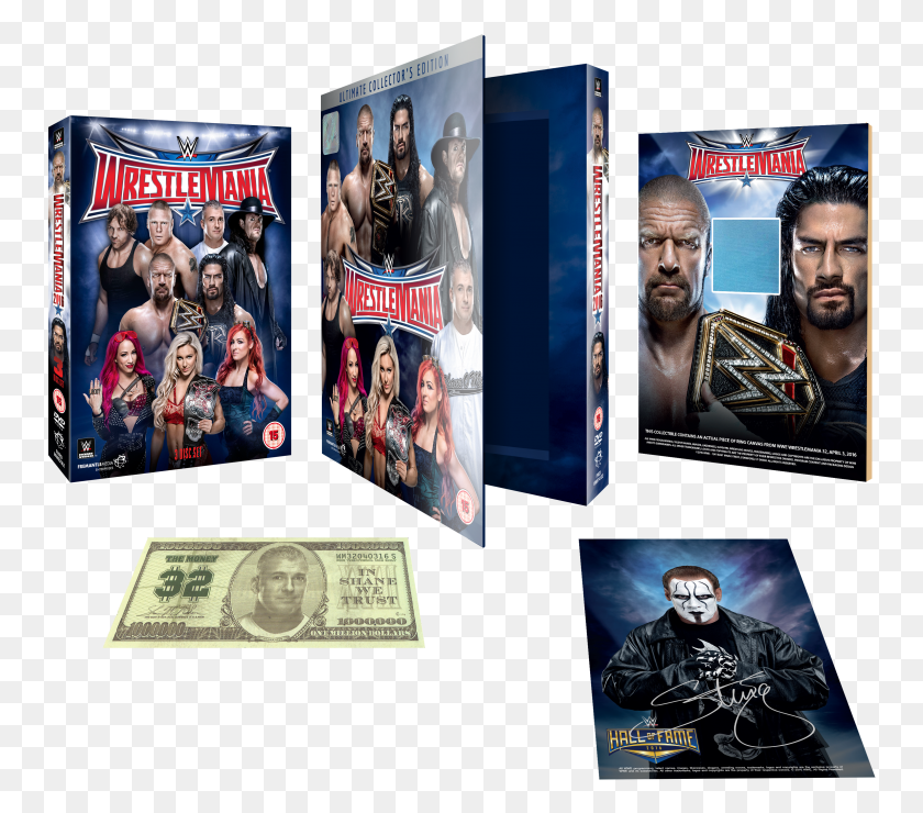 755x680 Descargar Png Imagen Php Wwe Wrestlemania 32 800X700 Wwe Wrestlemania 32 Ultimate Collector39S Edition Dvd, Persona, Humano, Dinero Hd Png