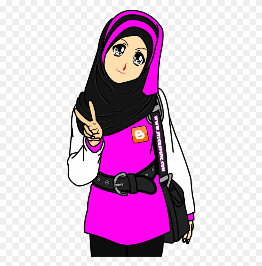 415x793 Image Result For Http Cute Muslimah Cartoon, Clothing, Apparel, Headband HD PNG Download