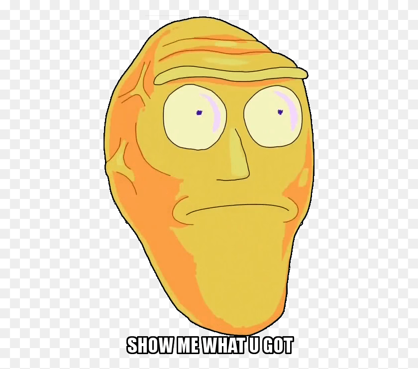 425x682 Image Result For Rick And Morty Giant Head Disqualified Show Me What You Got Alien, Plant, Face, Hand HD PNG Download
