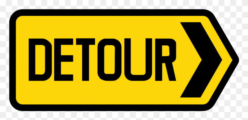 1011x450 Image Result For Temporary Yellow Detour Sign, Word, Label, Text Descargar Hd Png