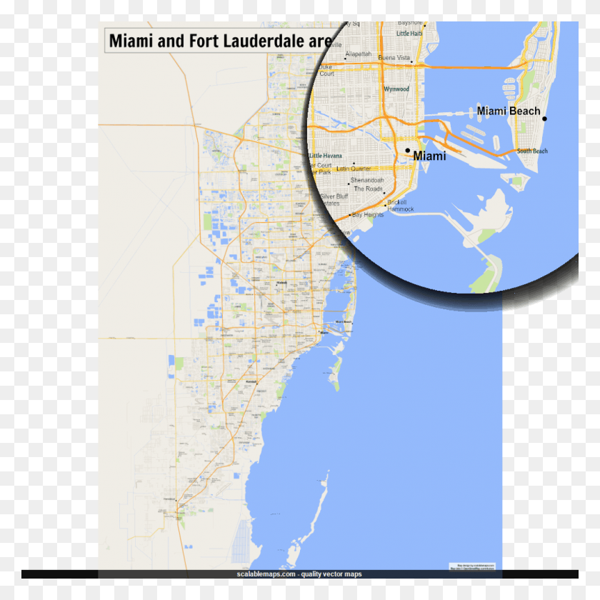 1024x1024 Image Royalty Free Stock Miami Vector Map Atlas, Diagram, Plot HD PNG Download