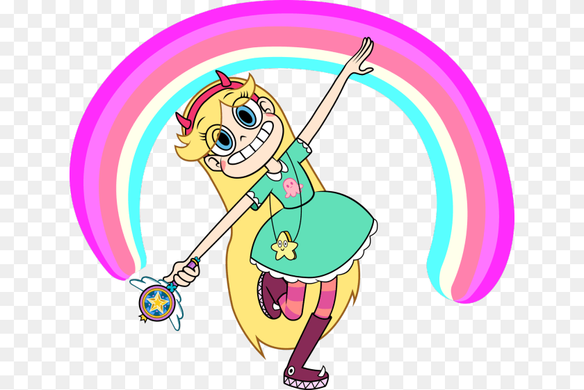 640x561 Image Star Butterfly Rainbow, Cartoon, Person, Cleaning PNG