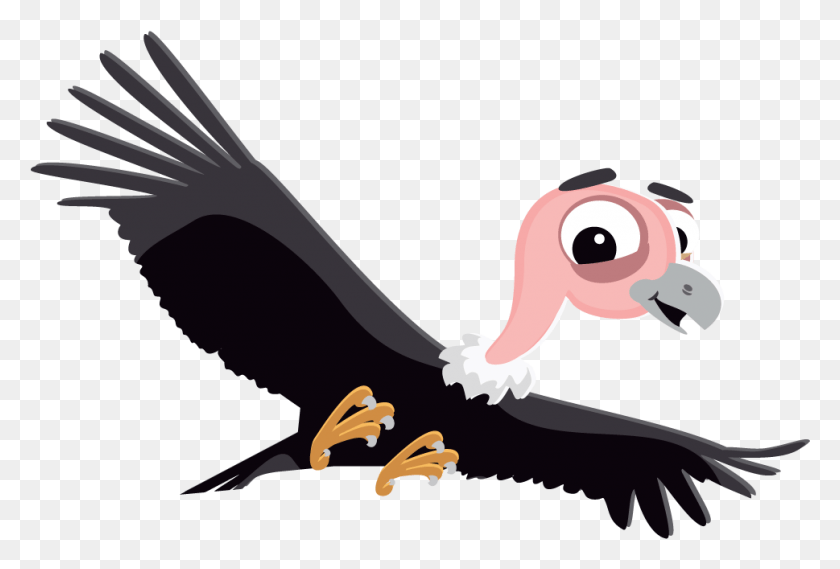 969x633 Image Transparent Flying Clipart Animated Dibujo De Un Condor Animado, Bird, Animal, Vulture HD PNG Download
